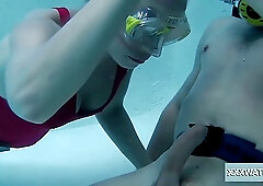 Naughty amateur girl, Minnie Manga is sucking dicks under water, because it feels so good