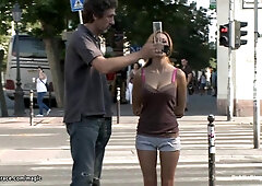 Busty Romanian takes huge cock outdoors