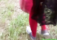 Publicsex euro jizzed on by a stranger after banging his rod for money