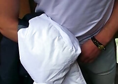 Czech Hunter: Muscled young amateur bareback handjob outdoors