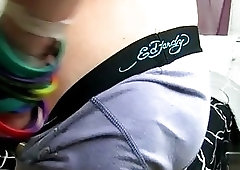 Emo gay boy movie public He runs the feathers all over his body,