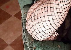 Sexy golden-haired mother I'd like to fuck in fishnet banged