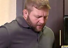 Stroking Big Daddys dick and gets anal fuck