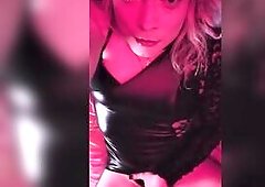 (POV Roleplay) Gorgerous trans mother i'd like to fuck shows off her mew ebony, wetlook, shiny noir costume and entreats dad to touch her