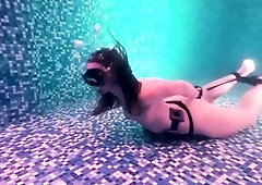 Underwater bondage and submission training for lovely teen