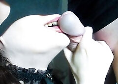 Large femboys head schlong got stuck in tiny throat for a oral pleasure