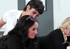 Coed president catch milf teachers flirting and spanks them