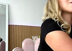 Blonde Tease in Bunny Lingerie