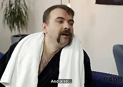 Daddy4k. two russian sluts fucked their friendu2019s dad and bj'ed his Big Cock at the same time