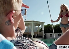 Super Hot Ts Pool Cleaner Fucked By Her Milf Boss - Ariel Demure And Adira Allure