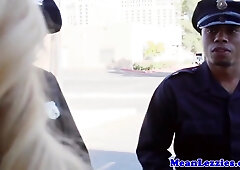 Hugetitted Strapon Babe Dominates Lesbian