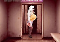 Juggsy is a large tits female masking sissy and that babe talks messy! Juggsy is working a sex show gig at the XXX Adult Clip Store. This sissy looks 