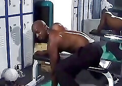 Black Bodybuilder With Pierced Nipples Wanking