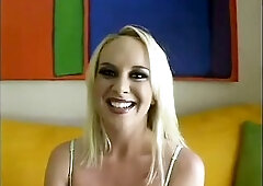 Blond playgirl gives head to this lustful guy.