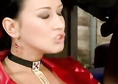 2 harlots in shiny satin screwed and urinate on