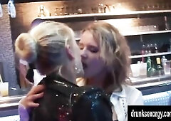 Hawt lesbo club hotties lick and finger snatches in public