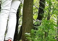 Babe in the outdoors gets spanked by her horny master