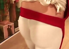 Sexy shemale in see through leggings thong booty