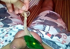 My hot friend's filled condom becomes the perfect addition to my throbbing cock!