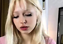 Close up with teen pussy pleased with dildo and vibrator