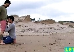 Sexy latin boy gets on his knees to deepthroat big cock