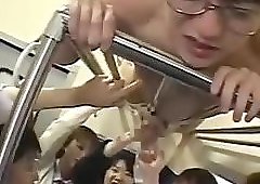 Reverse gangbang in the train