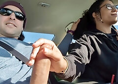 Seductive wife teases while driving, but always pulls over to finish me off