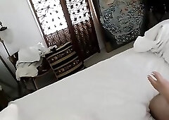 Blond shemale has anal sex on webcam