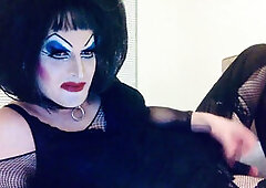 Shemale lingerie solo, shemale stroking