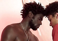 Black hunk spits inside teen mouth and fucks him raw