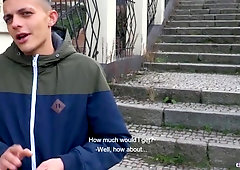 Skinny twink takes a facial after bareback anal