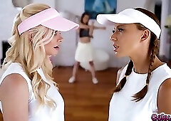 Spencer coaches Cassie and Serene for a threesome sex