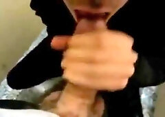 sucking and swallowing in the toilet