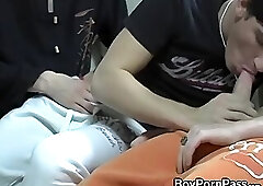 Naughty young gays in nasty chain deepthroat before cumshots