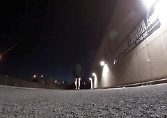 Older Sissy CD wearing underware, heels , make up on a night stroll in a parking lot. No Thing specific happening just hanging out for some time by my