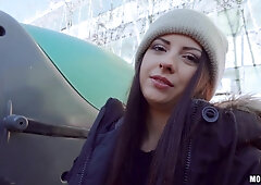 Rebecca gets her smooth beaver smashed between classes