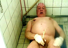 German Grandpa Jerking Of With Catheter In Urethra