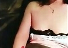 oriental pi shemale wanking with jizzing inside a car