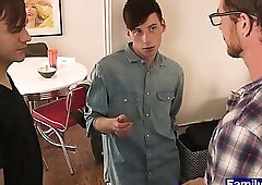 Cute teen blindfolded by horny stepdad rides his cock