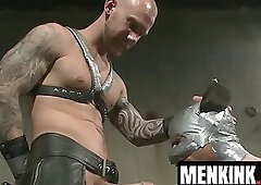 Submissive Damien Michaels taped to the wall and drilled deep by Seamus OReilly