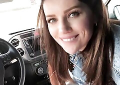 That babe likes to suck jock in the car and eat cum
