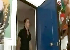 Blonde and busty shemale Renata Davila rides lucky dude's boner