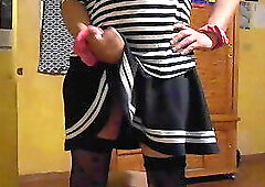 Big cock Jerking with skirt