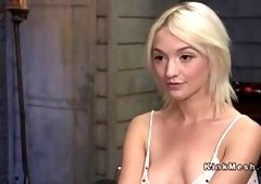 Skinny blonde trained in hardest positions