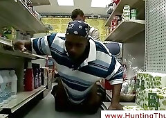 Interracial ass fucking in the grocery store
