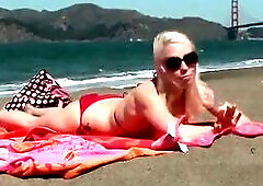 In this dream role play, sexy Romanian gymnast Lea Lexis is hanging out at the beach with her girlfriend. They make out and rub lotion on every other�