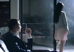 Saucy brunette fucked sensually on the couch