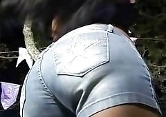 Rich black stud picks up one busty Latina shemale prostitute