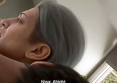 Youthful male bangs an old woman with giant breasts