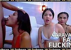 My three Hawt Allies Give Me a Great Caravan of Hawt Blowjobs